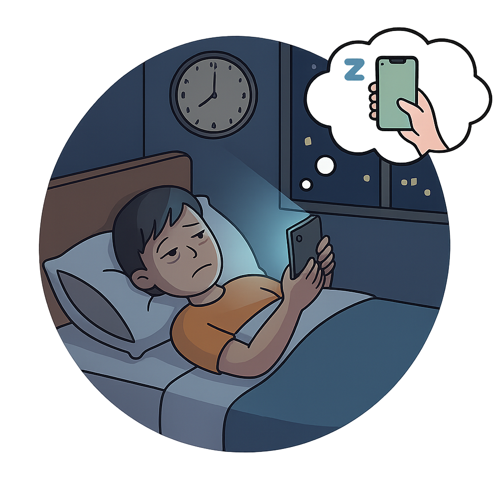 Person in bed with phone